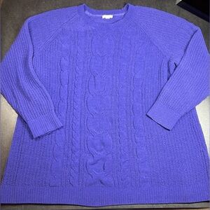 J. Jill Plus Size 2X Chenille Blue Cable Knit Sweater